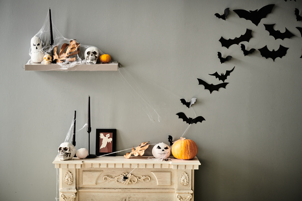 Wall with Various Decorations for Halloween